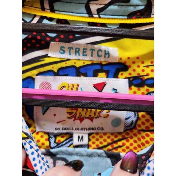 Oh Snap! Mens Medium Multcolor Button Shirt Pop Art Cartoon Retro Comic Graphic - Picture 9 of 15